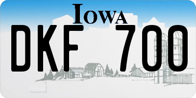 IA license plate DKF700