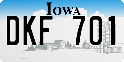 IA license plate DKF701