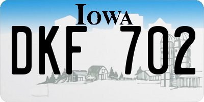 IA license plate DKF702