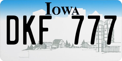IA license plate DKF777