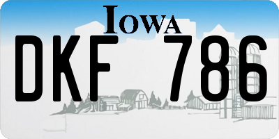 IA license plate DKF786