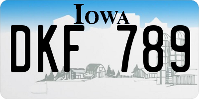 IA license plate DKF789