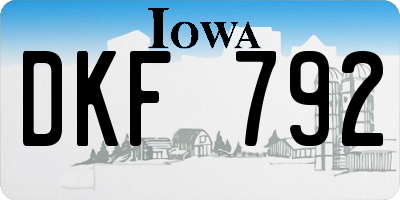 IA license plate DKF792