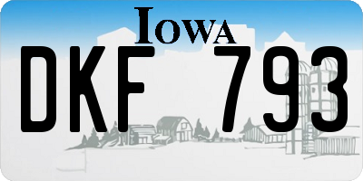 IA license plate DKF793