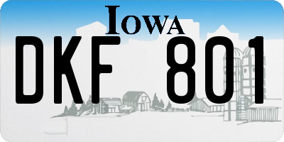 IA license plate DKF801