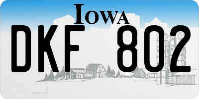 IA license plate DKF802