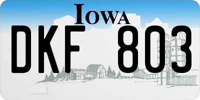 IA license plate DKF803
