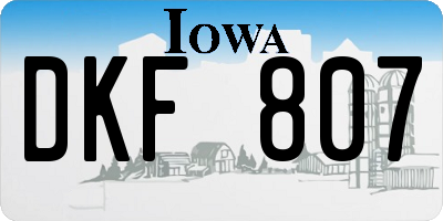 IA license plate DKF807