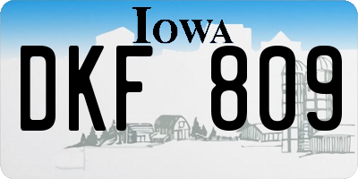 IA license plate DKF809