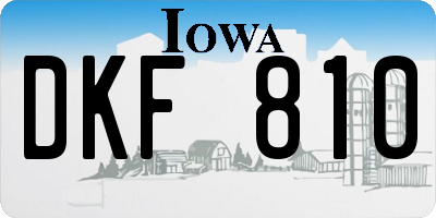 IA license plate DKF810