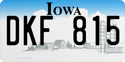 IA license plate DKF815