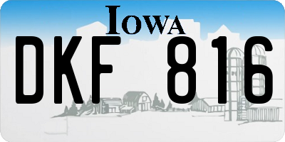 IA license plate DKF816
