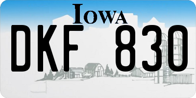IA license plate DKF830