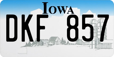 IA license plate DKF857
