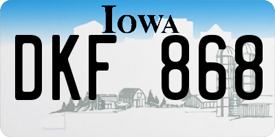 IA license plate DKF868