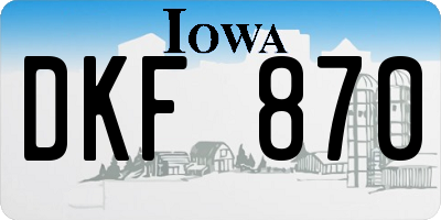 IA license plate DKF870