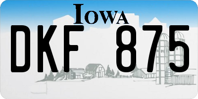 IA license plate DKF875