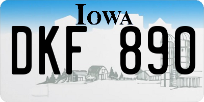 IA license plate DKF890