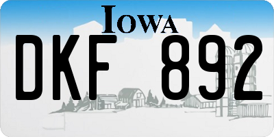 IA license plate DKF892