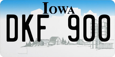 IA license plate DKF900