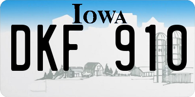 IA license plate DKF910