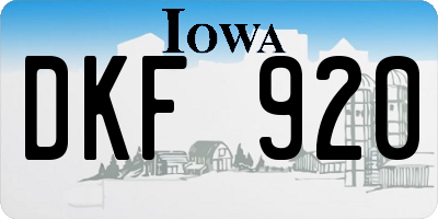 IA license plate DKF920