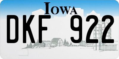 IA license plate DKF922
