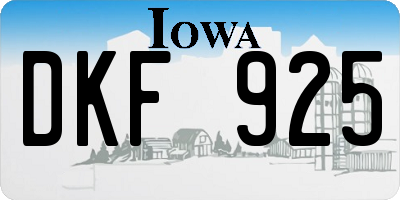IA license plate DKF925