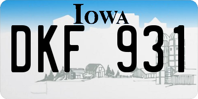 IA license plate DKF931