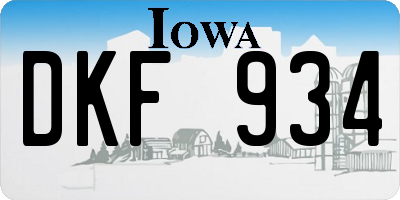 IA license plate DKF934