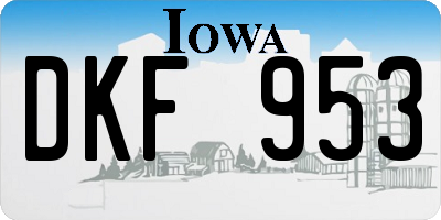 IA license plate DKF953