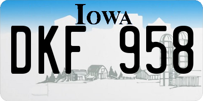 IA license plate DKF958