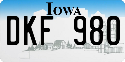 IA license plate DKF980