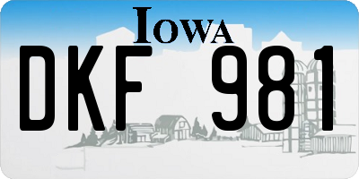 IA license plate DKF981