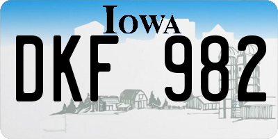 IA license plate DKF982