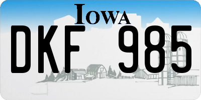 IA license plate DKF985