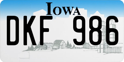 IA license plate DKF986