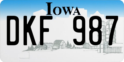 IA license plate DKF987