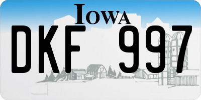 IA license plate DKF997