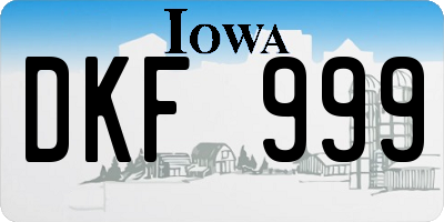 IA license plate DKF999