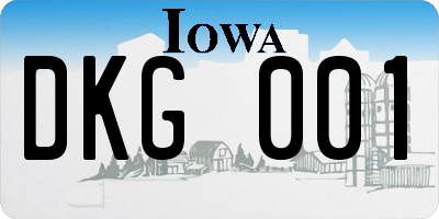 IA license plate DKG001