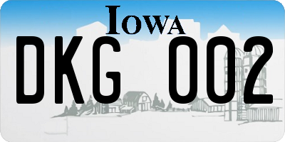 IA license plate DKG002