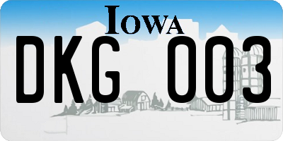 IA license plate DKG003