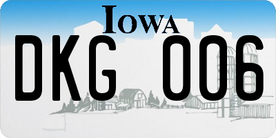IA license plate DKG006