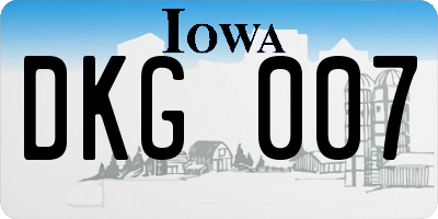 IA license plate DKG007
