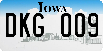 IA license plate DKG009