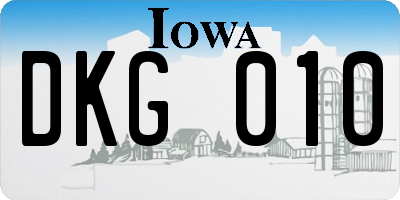 IA license plate DKG010