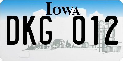 IA license plate DKG012