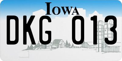 IA license plate DKG013