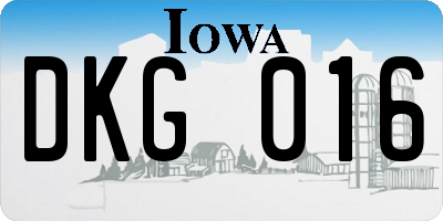 IA license plate DKG016